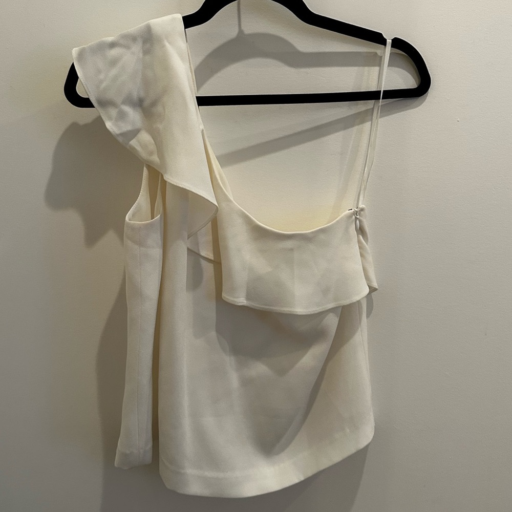 Club Monaco Willim One Shoulder Ruffle White Top Size 4